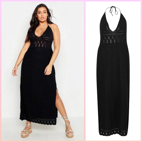 Boohoo crochet halter dress plus size 20
